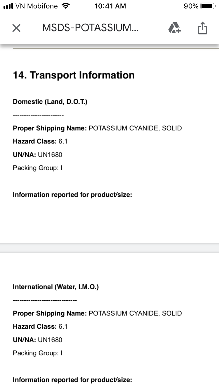 msds hàng nguy hiểm